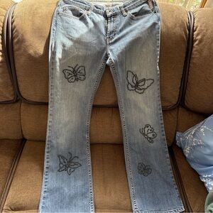 X2 Denim Laboratory Womens Bootcut Jeans Bootcut Size 6 /31 L Butterflies